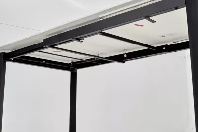 Стол CORNER 120 MATT WHITE MARBLE SOLID CERAMIC / BLACK, ®DISAUR