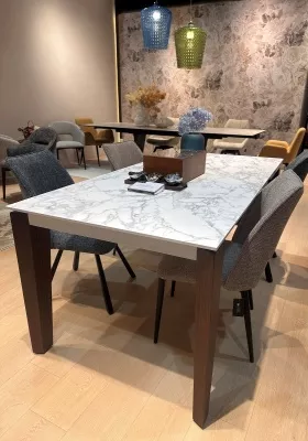 Стол ESMIR 180 MATTE ARABESCATO SOLID CERAMIC/ орех, ®DISAUR