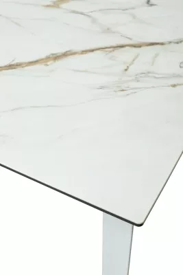Стол CREMONA 180 KL-188 Контрастный мрамор матовый, итальянская керамика/ белый каркас, ®DISAUR
