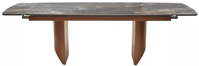 Стол ПУАНТО 200 TITANIUM LAWA NERO, керамика / МЕДЬ каркас М-City