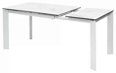 Стол CORNER 120 MATTE STATUARIO Белый мрамор матовый керамика, стекло/ белый каркас, ®DISAUR