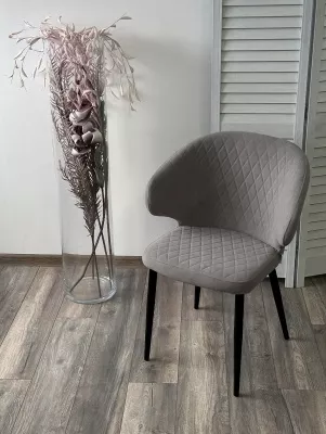 Стул ХИЛТОН, цвет B22 Серый, велюр / черный каркас М-City