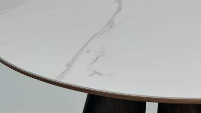 Стол КАПРИКОРН (CAPRICORN) 120 цвет Белый мрамор (WHITE MARBLE), керамика / орех темный