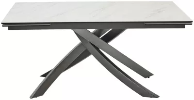 Стол ESTEBIO 160 KL-99 Белый мрамор матовый, итальянская керамика/ Серый металлик, ®DISAUR