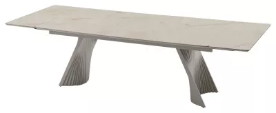 Стол ГОРАЦИО 200 см - 280 см раскладной, цвет Остра Бьянко (OSTRA BIANCO GLOSSY), керамика / Латте