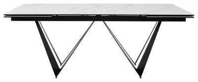 Стол RIETI 200 KL-99 Белый мрамор матовый, итальянская керамика / черный каркас, ®DISAUR