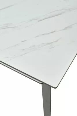 Стол CREMONA 180 KL-99 Белый мрамор матовый, итальянская керамика / черный каркас, ®DISAUR