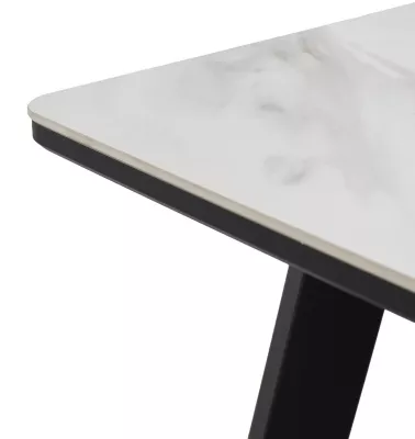 Стол ТИК ТАК 90  цвет Белый мрамор активный, керамика / Черный каркас