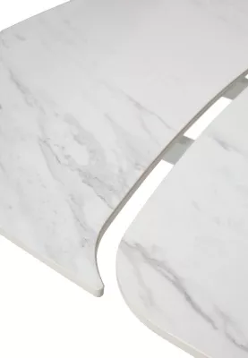 Стол КАЛВИН (CALVIN) 180 цвет КАРРАРА (SEMI-POLISHED SNOW CARRARA SOLID CERAMIC / СЕРЫЙ ДУБ, ®DISAUR