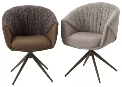 Стул ГИССЕН (GISSEN) 360 град., цвет КОФЕ HP032-08A PU / V885-1, экокожа / ткань / ЛАТТЕ, ®DISAUR