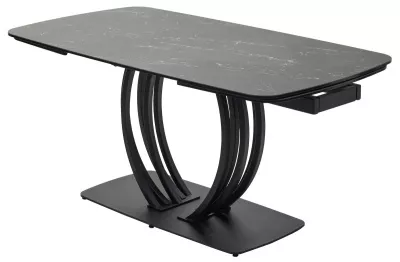 Стол MATERA 160 NERO KL-116 Черный мрамор матовый, итальянская керамика/ черный каркас, ®DISAUR