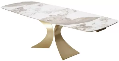 Стол МАТИАС (MATIAS) 180 цвет ПАНДОРА (GLOSS LUXURY PANDORA SOLID CERAMIC) / ШАМПАНЬ, ®DISAUR