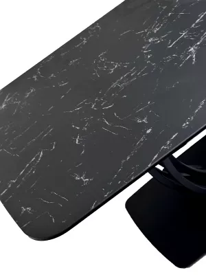 Стол MATERA 160 NERO KL-116 Черный мрамор матовый, итальянская керамика/ черный каркас, ®DISAUR