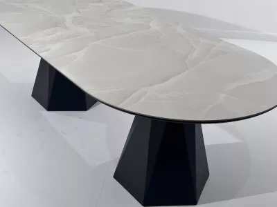 Стол ОРФЕЙ  240 нераскладной цвет ОНИКС (ONYX SABLE PULIDO), керамика / Черный каркас