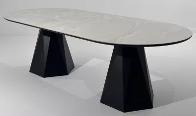 Стол ОРФЕЙ  240 нераскладной цвет ОНИКС (ONYX SABLE PULIDO), керамика / Черный каркас