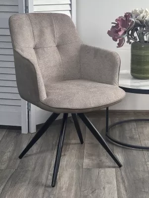 Стул НОРМАН 360 град., цвет BELLA-03/CYPRUS-03 латте, шенилл/замша / черный каркас М-City