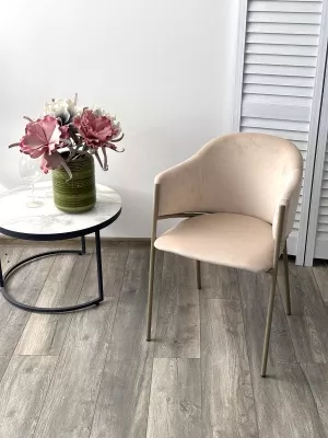 Стул ДИЛЛ, цвет H-06 Бежевый, велюр / шампань каркас М-City