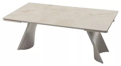 Стол ГОРАЦИО 200 см - 280 см раскладной, цвет Остра Бьянко (OSTRA BIANCO GLOSSY), керамика / Латте