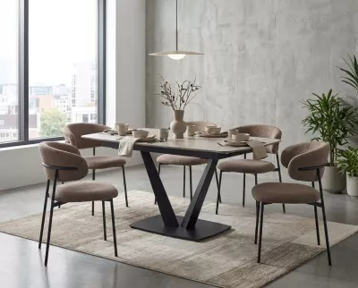 Стол АЛАТРИ (ALATRI) 120 АМБЕР ЖАДЕ ГЛЯНЦЕВЫЙ (GLOSS AMBER JADE) керамика /ЧЕРНЫЙ, ®DISAUR