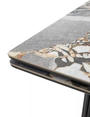 Стол АДАЖИО 240 (320) см цвет МИНЕРАЛ (MINERAL STONE NATURAL), керамика / Черный каркас
