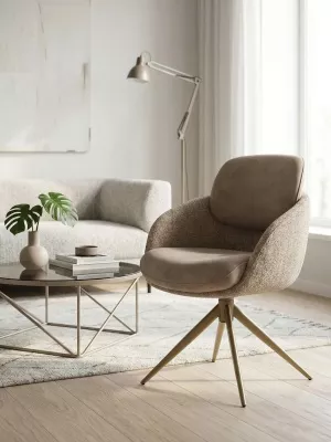Стул ГРЕЙС (GRACE) 360 град. цвет БЕЖЕВЫЙ PENA-120 / G1229-3, ткань / ШАМПАНЬ  каркас, ®DISAUR