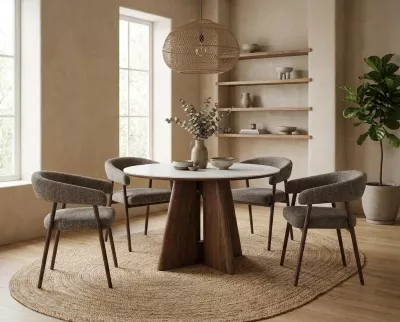 Стол КАПРИКОРН (CAPRICORN) 120 цвет WHITE MARBLE, керамика / орех темный