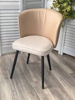 Стул МОНЕ ROVENA IVORI ткань / ORAKUL 130 экокожа / Черный каркас M-City