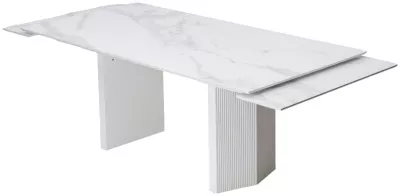 Стол МОЦАРТ 200 Белый мрамор, стекло / Белый М-City