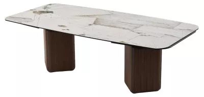 Стол ТЕРРА (TERRA) 240-360 Бежевый мрамор TL-331, испанская керамика / орех, ®DISAUR