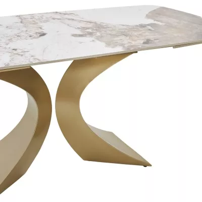 Стол МАТИАС (MATIAS) 180 цвет ПАНДОРА (GLOSS LUXURY PANDORA SOLID CERAMIC) / ШАМПАНЬ, ®DISAUR