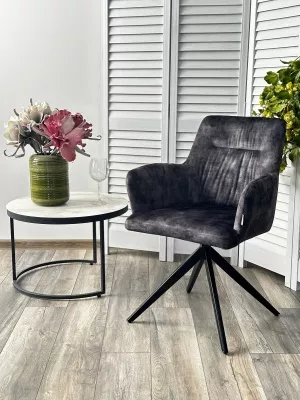 Стул DANTE 360 град.поворот UF912-06В античный серый, велюр без "пальчиковый"/черный, ®DISAUR