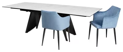 Стол IVAR 200 MARBLES KL-99 Белый мрамор, итальянская керамика, ®DISAUR