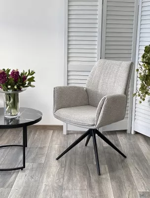 Стул YOZEF 360 град. поворот. KN01-04 Светло-серый, ткань / Черный, ®DISAUR