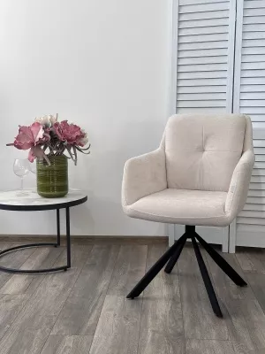 Стул ФЕДЕРИКО ДАНС 180 град. поворотный, NORDIC 11 Молочный / Черный каркас, M-City