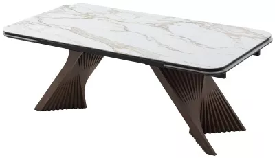 Стол МАНХЭТТЕН 200 цвет СВЕТЛЫЙ БЕЖ ( DRAC COLD XLIM), керамика / Орех Карни натуральный