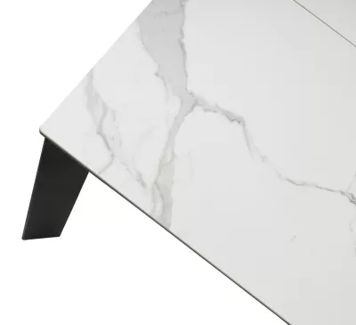 Стол CORNER 120 HIGH GLOSS STATUARIO керамика, стекло/ черный каркас, ®DISAUR