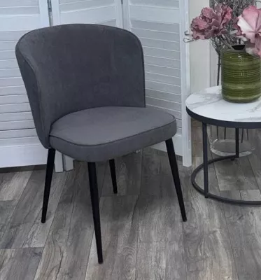 Стул МИЛАНО цвет B28 Темно-серый, велюр / черный каркас