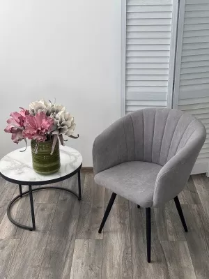 Стул RUNA, 360 град. поворот. B22 Серый, велюр / черный каркас, М-City