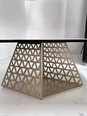 Стол ENNA 220 KL-188 Контрастный мрамор матовый, итальянская керамика/ каркас цвета шампань, ®DISAUR