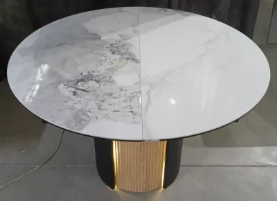 Стол БАТИСТ 115 с подсветкой цвет ПАНДОРА (PANDORA LIGHT), керамика / ДУБ АМЕРИКАНСКИЙ