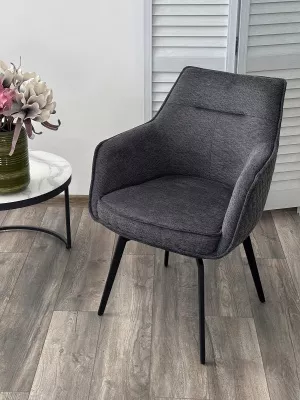 Стул RENLY 180 град. поворот. Brego-16 Темно-серый, ткань / Черный, ®DISAUR