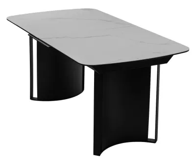 Стол RASMUS 160 TL-45 Белый мрамор, испанская керамика / черный каркас, ®DISAUR