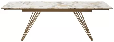 Стол ACERRA NEW 160 GLOSS GRAND JADE SOLID CERAMIC/ каркас цвета шампань, ®DISAUR