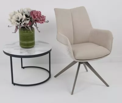 Стул ПОНТУС (PONTUS) 360 град, цвет КРЕМОВЫЙ, ткань / ЛАТТЕ каркас, ®DISAUR