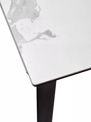 Стол CREMONA 140 MATTE STATUARIO Белый мрамор матовый, керамика/ черный каркас, ®DISAUR