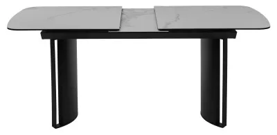 Стол RASMUS 160 TL-45 Белый мрамор, испанская керамика / черный каркас, ®DISAUR