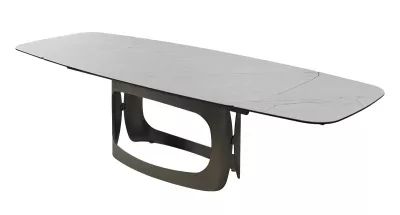 Стол ЛУССО (LUSSO) 200 БЕЛЫЙ МРАМОР TL-326, испанская керамика / Теплый графит каркас, ®DISAUR
