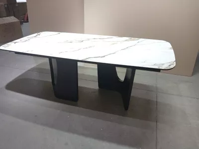 Стол БИРГЕР (BIRGER) 200 цвет KL-188 Контрастный мрамор, итал./ Темно-серый, ®DISAUR