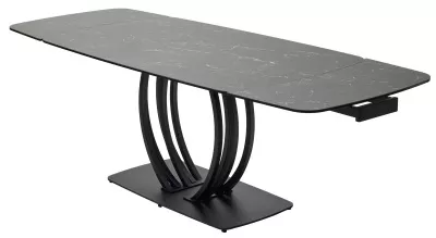 Стол MATERA 160 NERO KL-116 Черный мрамор матовый, итальянская керамика/ черный каркас, ®DISAUR