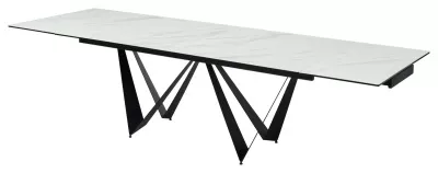 Стол RIETI 200 KL-99 Белый мрамор матовый, итальянская керамика / черный каркас, ®DISAUR